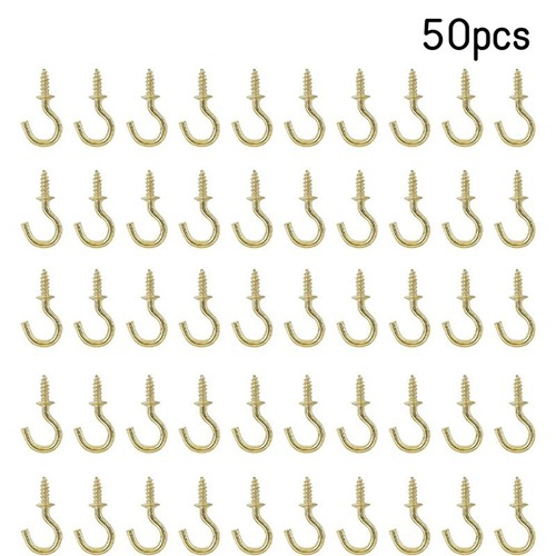 50pcs/bag 1/2" Cup Hooks Silver/Golden/Black Ceiling Hooks Small Screw-in Hooks - Picture 13 of 19