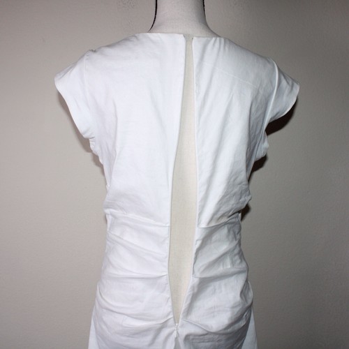 Artelier Nicole Miller weiß Leinenmischung dehnbar geraffter Rücken Bodycon Kleid 10 - Bild 8 von 18