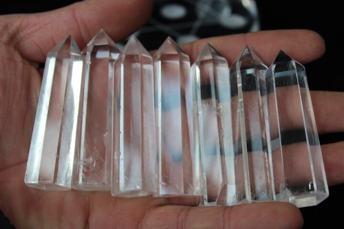 390g7 piezas Varita de punta de cristal de cuarzo transparente natural curación + soporte - Imagen 6 de 8