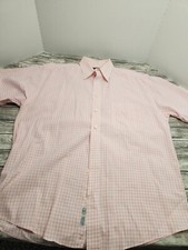 Mens Gitman Bros Oxford Shirt Pink/White Check Short Sleeve Button-Down Large