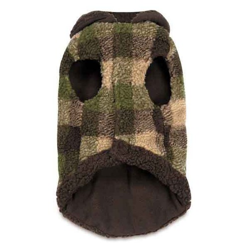 Zack & Zoey Berber Plaid Hundeweste Grün Komplett Gefüttert M Warm Pocket - Picture 3 of 6
