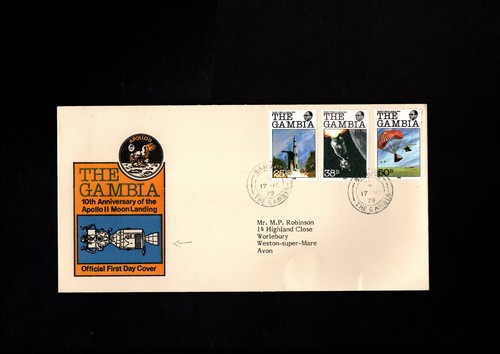 STAMPS GAMBIA 1979 FDC ANNIVERSARY OF APOLLO MOON LANDING - Picture 2 of 2