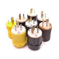 Lot of 8 Twist-Lock Turn and Pull Plugs, Male, 20A, 125V 2-Pole 1-Ground