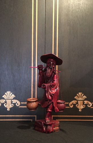 Carved Wood Urban Chinese Statue - Picture 4 of 7