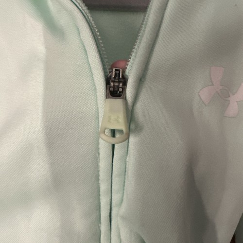 Under Armour Girls Hoodie Aqua Foam Seafoam Green Zip Hood Size 5/6 - Picture 2 of 5