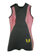 Vtg 90s HARVEY'S SEATTLE Pink/Gray Warm THICK NEOPRENE SHORTY WETSUIT Women's M