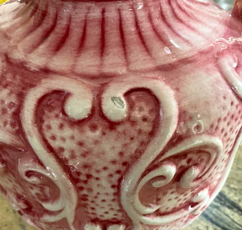 VTG 70’s Pink FRAGONARD Italy Double Handle Courting Couple 13-3/4” Tall Vase - Picture 3 of 18
