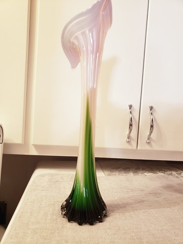 JARRÓN DE VIDRIO ARTÍSTICO SOPLADO A MANO VINTAGE TROMPETA Jack in the Pulpit Calla Lily NORCREST - Imagen 18 de 24