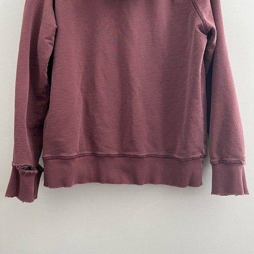 Vintage 90s Grunge Distressed Solid Blank Raglan Hoodie Sweatshirt Large - Picture 11 of 14