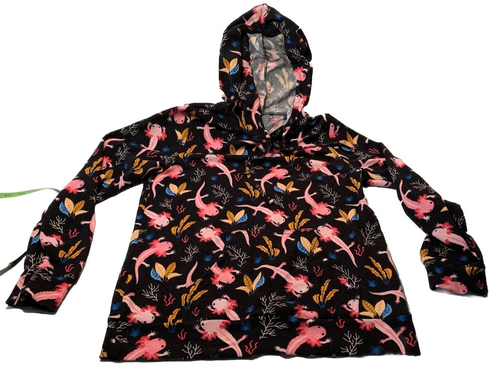 Flauschige rosa Geckos XL Unterwasser koralle schwarz Sweatshirt Oberteil Hoodie - Bild 1 von 6