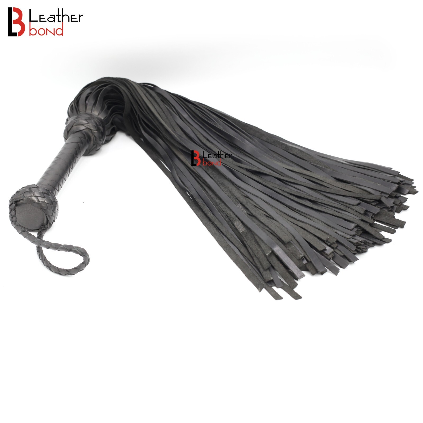Real Genuine Cow Hide Leather Flogger 200 Falls Black Heavy Duty Thuddy whip