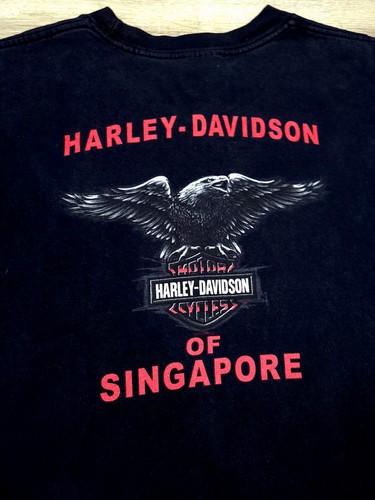 Harley Davidson of Singapore Men's Black T-shirt Size MED Made in USA Vintage  - Picture 8 of 9