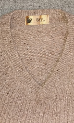 M&S Marks & Spencer Angora Cashmere Mix Pullover Jumper V Neck Size Small Taupe - Picture 5 of 8