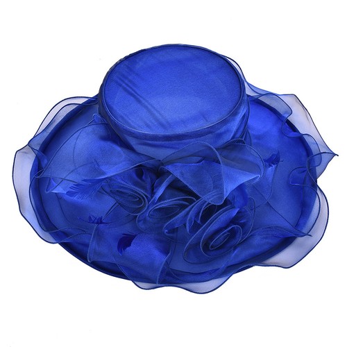 Organza Flower Kentucky Derby Damen-Sonnenhut breite Krempe formell Party Strand A341 - Bild 38 von 125