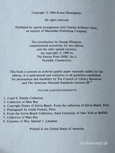 Easton Press A Moveable Feast • Ernest Hemingway Leather Classic American Memoir - Picture 13 of 13