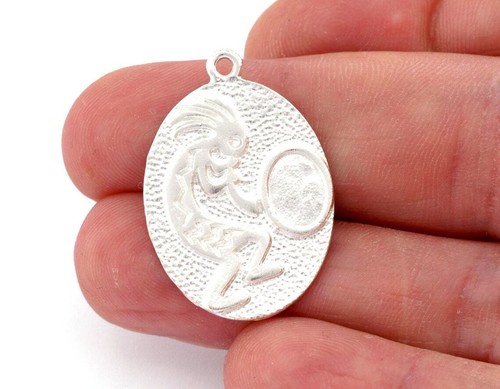 Cocopelli Oval Ethno Stammesinstrument Charms Anhänger Leere Einfassung 30x21 4919 - Bild 1 von 2