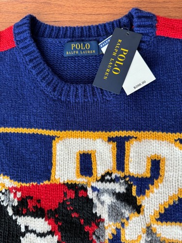 $398 NWT-POLO RALPH LAUREN Men’s “POLO SKI 92” Crewneck Wool Blend Sweater-Sz M - Picture 4 of 11