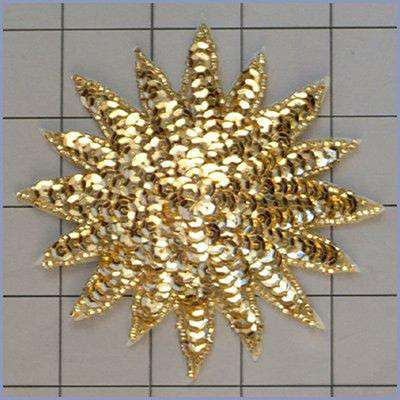 SEQUIN BEADED 16 POINT FLOWER APPLIQUE 0158-M