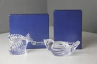 Pair of Vintage Waterford Crystal Paperweights/Figurines Sparrow & Tropical Fish