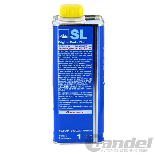1 Liter ATE Bremsflüssigkeit SL DOT4 03.9901-5802.2 Brake Fluid - Bild 2 von 2