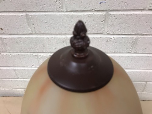 VINTAGE REVERSE PAINT LAMP SHADE ON METAL LAMP ROSES FLORAL 18 1/2” TALL WORKS - Picture 3 of 24