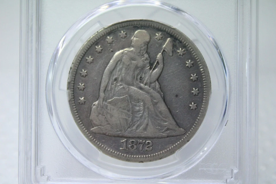 1872-CC $1 Silver Seated Liberty Dollar PCGS VF Detail Cleaned #6584 - Image 2 of 4