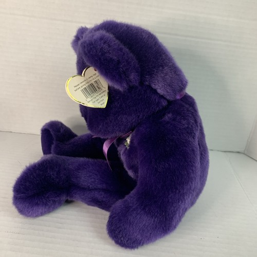 Lot of 2 Vintage Ty Princess Diana Beanie Baby Buddy Purple Bears White Rose - Picture 7 of 14