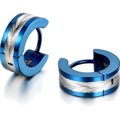 Edelstahl Ohrringe Creolen Herren Schmuck Silber Blau Schwarz Geschenk