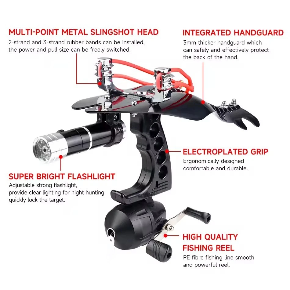 Hunting Fishing Slingshot Pro Laser Catapult Shooting Bow Archery Bowfishing Set - Image 3 of 4