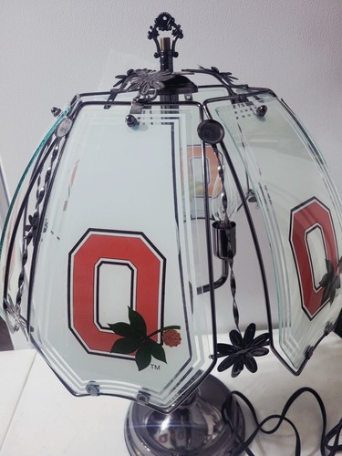 Lampada Touch Scrivania Vintage Ohio State Buckeyes 22" Alto Blocco O Casco Vetro - Foto 6 di 14