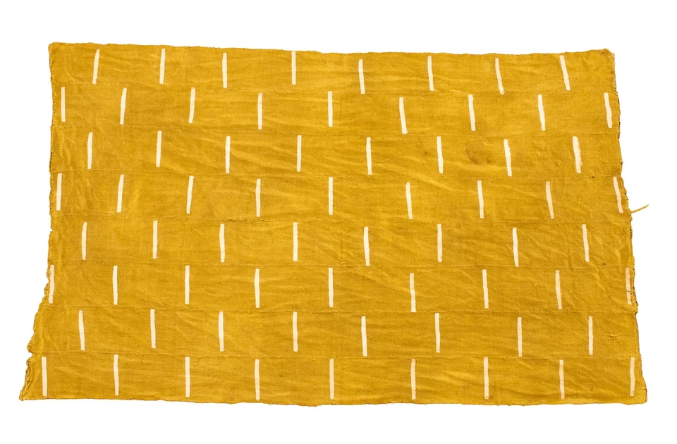 Mostaza terrosa Bogolana Malí tela de barro diseño minimalista algodón amarillo africano Foto 4 de 4