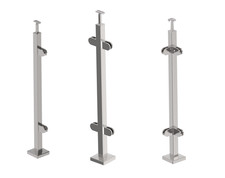 Geländerpfosten Edelstahl 40x40 mit Glashalter 970mm Eckpfosten Handlaufstütze