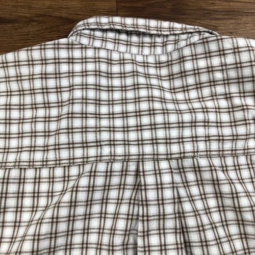Wrangler Men Sz 2XL Brown White Plaid Button Up Shirt *FLAWS *Read - Picture 8 of 8