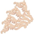  4 Pcs Decorative Decals Office Woodcarving Appliques Carved Door