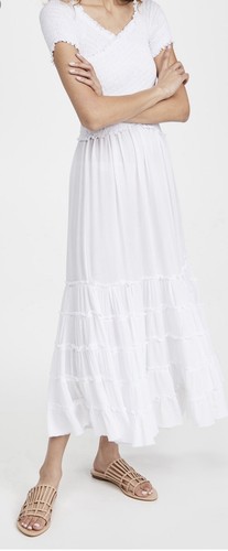 Poupette St Barth Soledad weißes gesmoktes Midikleid Größe M - Bild 6 von 12