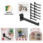 12 Inch Black Slatwall Shelf Bracket, 12 PCs Metal Slat Wall Shelves Accessor...