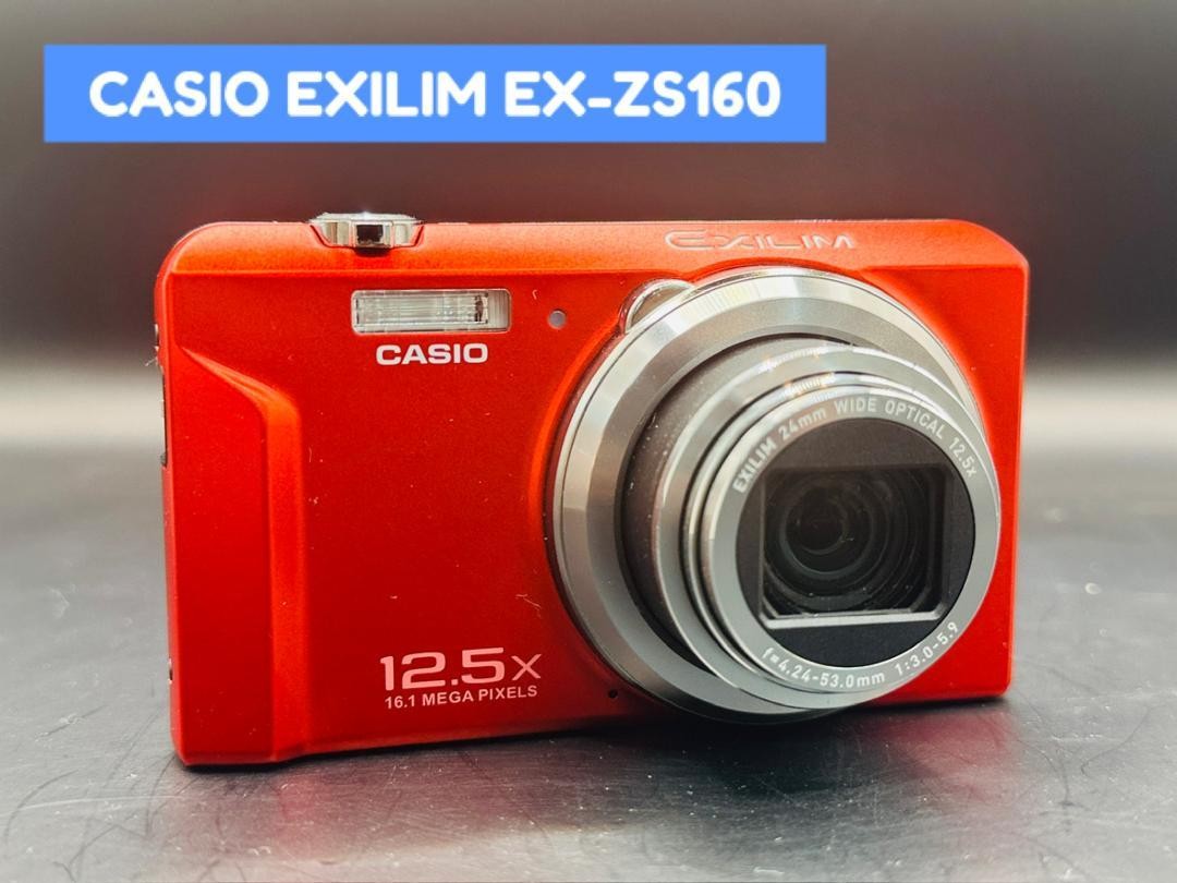 【美品】CASIO EXILIM EX-ZS160 レッド Casio Exilim EX-ZS160 Red 16.1 MP Digital Camera [Exc+5/C