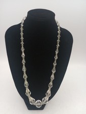 Aurora Borealis Graduated Teardrop Crystal Necklace Wired 9 Inch Vintage