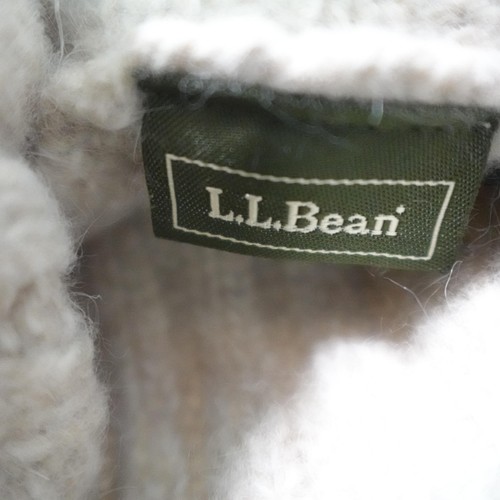LL Bean Sweater Womens XS Cream Cable Knit Turtleneck Lambswool Fisherman Top - Picture 3 of 9