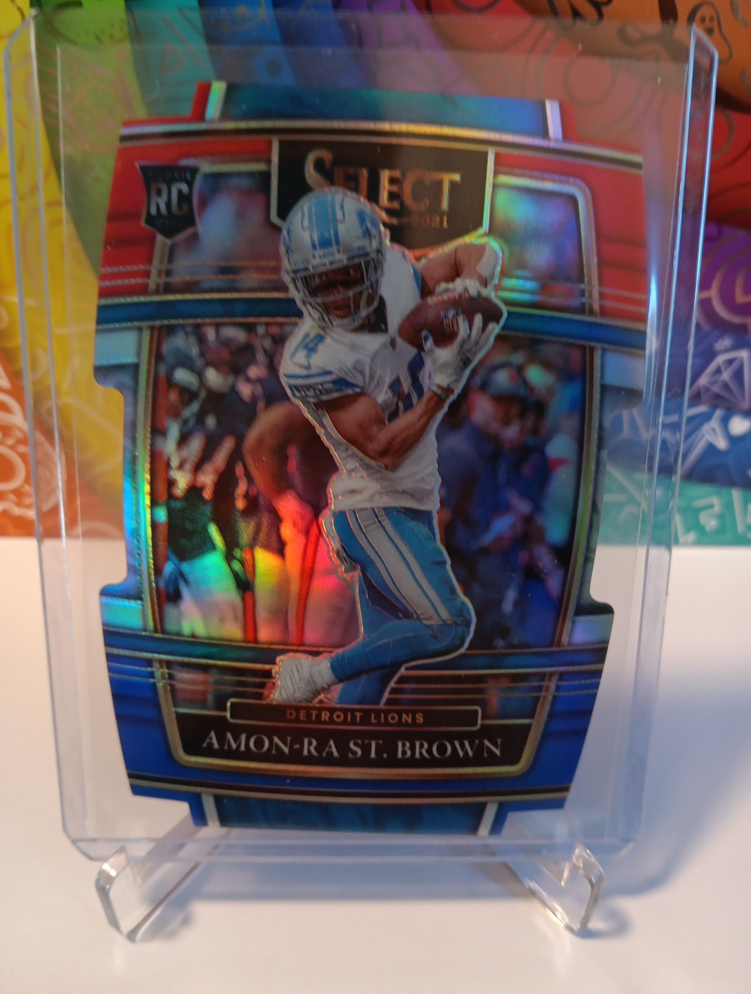 2021 Panini Select - Concourse Amon-Ra St. Brown #73 Red & Blue Prizm Die-Cut...