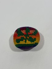 Used Guatemalan Crochet Rainbow Hacky Sack Footbag Kick Ball Toy - Good Conditio