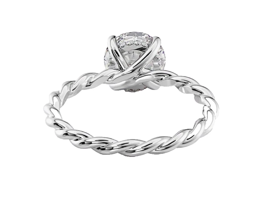 14k Weiss Gold 1.90 Karat Rund Kunstdiamanten Grown Diamant Versteckte Halo 14k - Bild 4 von 4