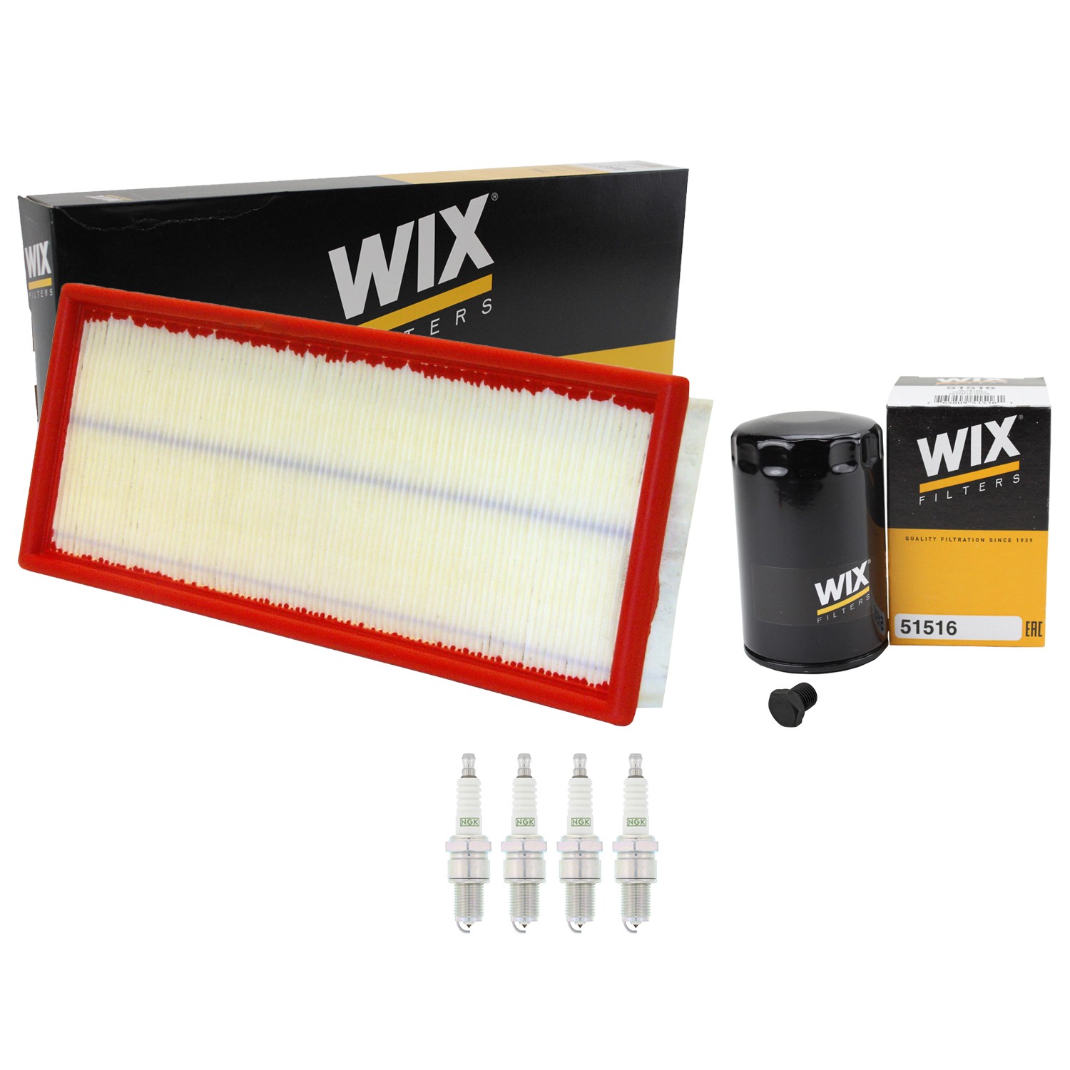 Wix Engine Air Oil Filters  NGK 4 Spark Plugs Kit for VW Golf Jetta 1.8 L4 SOHC