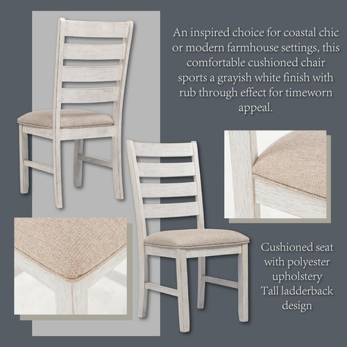 Skempton Modern Farmhouse Dining Room Chair, 2 Count, Whitewash - Picture 6 of 8