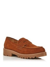 AQUA Womens Brown Chain Penny Keeper Notched Derby Slip On Loafers Shoes 7 M