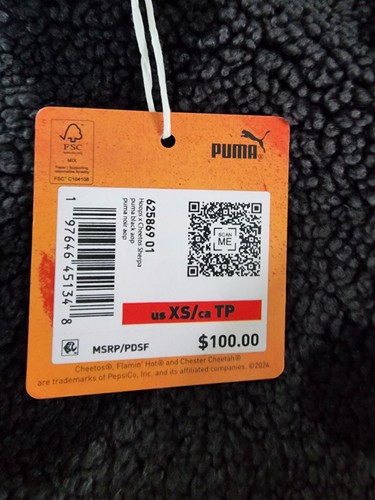 $100 RARE Puma Hoops X Cheetos Sherpa Full Zip Jacket Size X-Small 625869 01 - Picture 4 of 4