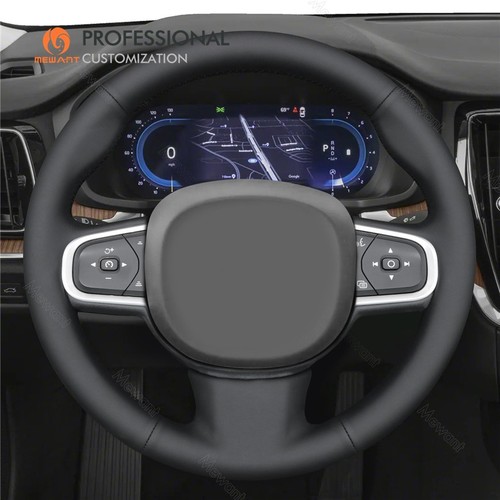 MEWANT DIY Black Smooth Real Leather Steering Wheel Cover for Volvo XC90 - Imagen 2 de 9