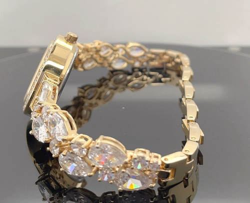 SCHMUCKJAGD DAMEN UHR IP GELBGOLD ZIRKONIA, KRISTALLEN + PERLMUTT ZB - Bild 4 von 4