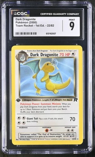 CGC 9 MINT Dark Dragonite Team Rocket 1st Edition 22/82 Pokemon Card