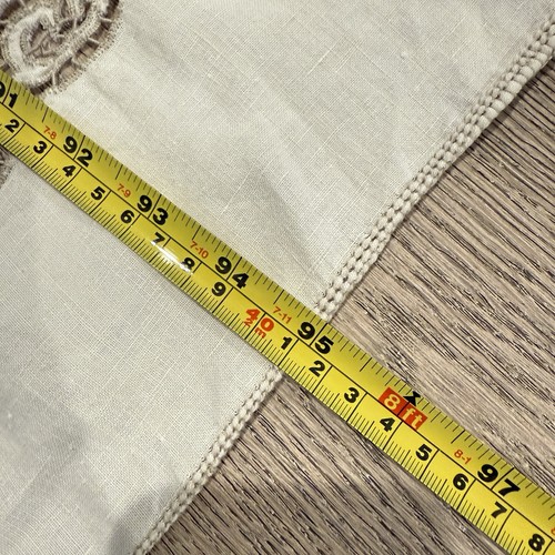 Battenburg tovaglia pizzo e 8 tovaglioli lino bianco sporco bordo beige vintage - Foto 18 di 19